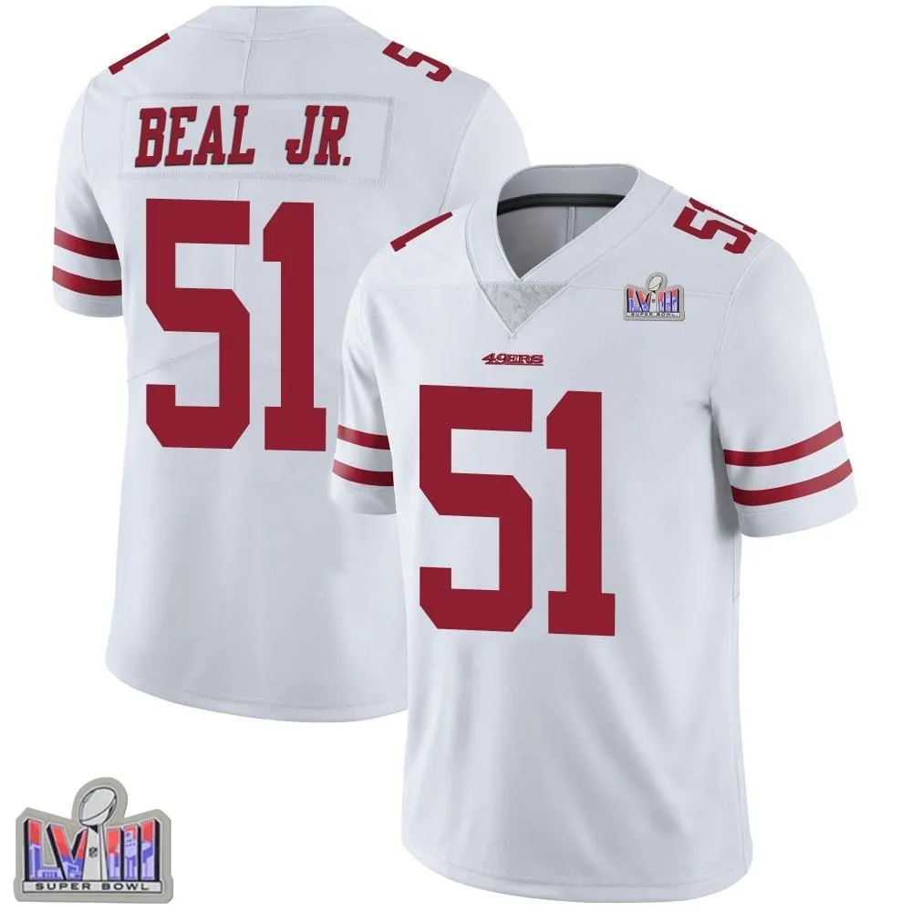 Youth San Francisco 49ers Robert Beal Jr. Nike Vapor Untouchable Super Bowl LVIII Patch Limited White Jersey Youth San Francisco 49ers Robert Beal Jr. Nike Vapor Untouchable Super Bowl LVIII Patch Limited White Jersey