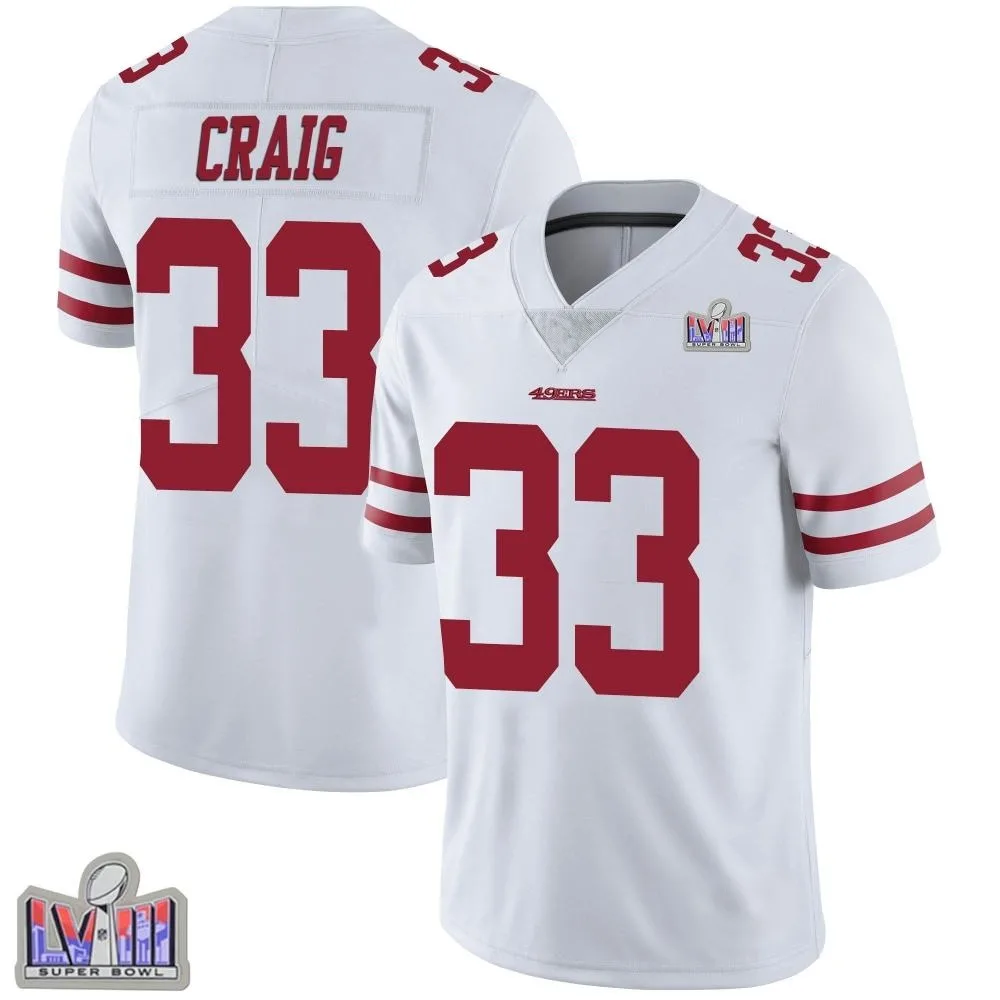 Men's San Francisco 49ers Roger Craig Nike Vapor Untouchable Super Bowl LVIII Patch Limited White Jersey Men's San Francisco 49ers Roger Craig Nike Vapor Untouchable Super Bowl LVIII Patch Limited White Jersey