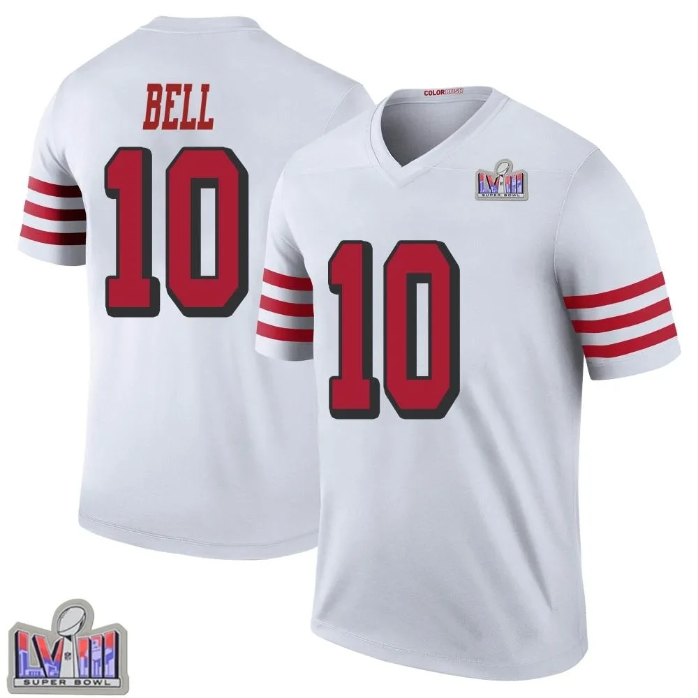 Men's San Francisco 49ers Ronnie Bell Nike Color Rush Super Bowl LVIII Patch Legend White Jersey Men's San Francisco 49ers Ronnie Bell Nike Color Rush Super Bowl LVIII Patch Legend White Jersey