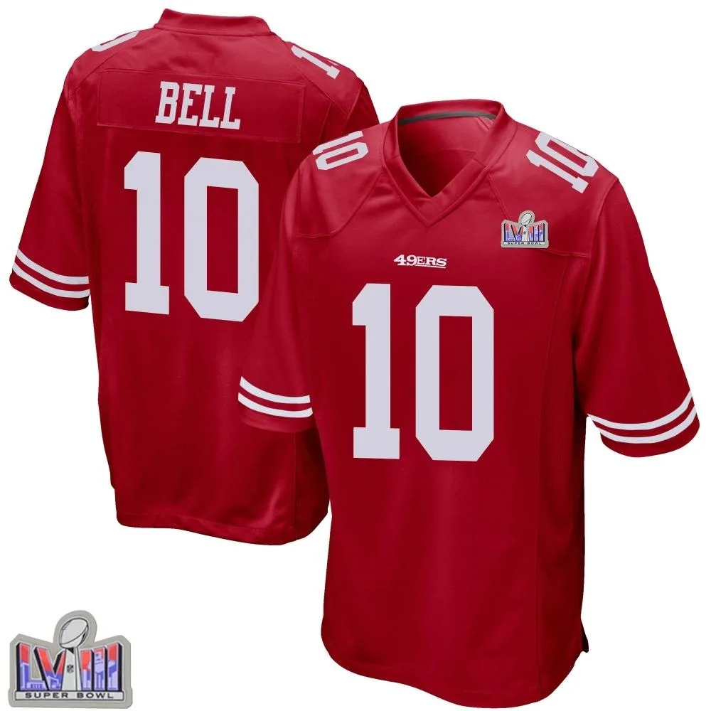 Men's San Francisco 49ers Ronnie Bell Nike Team Color Super Bowl LVIII Patch Game Red Jersey Men's San Francisco 49ers Ronnie Bell Nike Team Color Super Bowl LVIII Patch Game Red Jersey