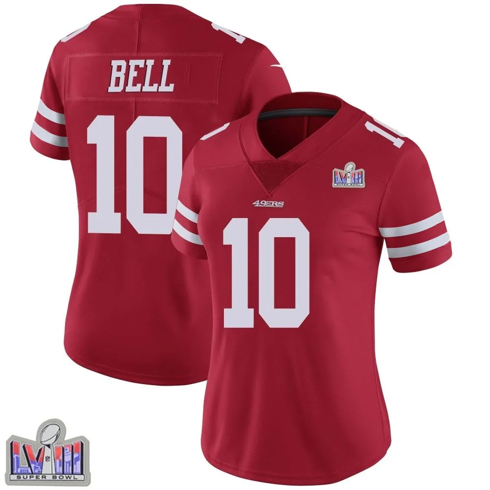 Women's San Francisco 49ers Ronnie Bell Nike Team Color Vapor Untouchable Super Bowl LVIII Patch Limited Red Jersey Women's San Francisco 49ers Ronnie Bell Nike Team Color Vapor Untouchable Super Bowl LVIII Patch Limited Red Jersey