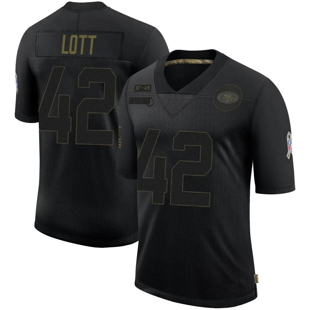Men's San Francisco 49ers Ronnie Lott Nike 2020 Salute To Service Limited Black Jersey Men's San Francisco 49ers Ronnie Lott Nike 2020 Salute To Service Limited Black Jersey