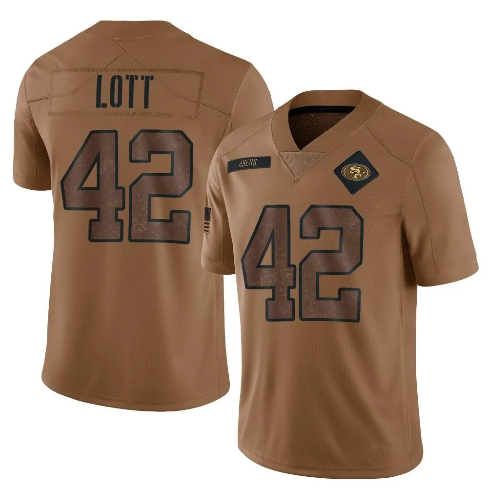 Men's San Francisco 49ers Ronnie Lott Nike 2023 Salute To Service Limited Brown Jersey Men's San Francisco 49ers Ronnie Lott Nike 2023 Salute To Service Limited Brown Jersey