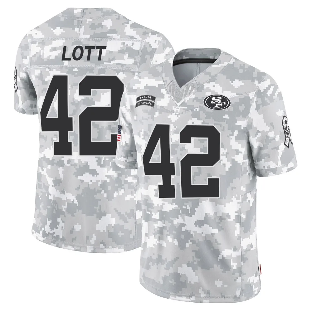 Men's San Francisco 49ers Ronnie Lott Nike 2024 Salute To Service Limited Arctic Camo Jersey Men's San Francisco 49ers Ronnie Lott Nike 2024 Salute To Service Limited Arctic Camo Jersey