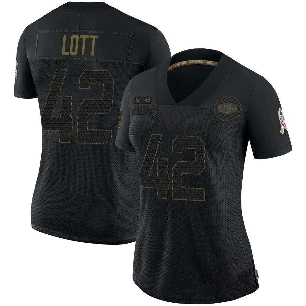 Women's San Francisco 49ers Ronnie Lott Nike 2020 Salute To Service Limited Black Jersey Women's San Francisco 49ers Ronnie Lott Nike 2020 Salute To Service Limited Black Jersey