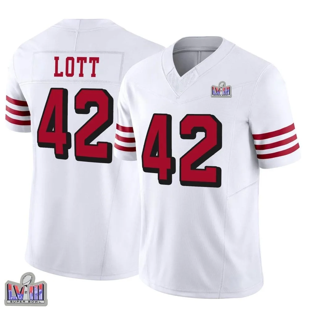 Youth San Francisco 49ers Ronnie Lott Nike Alternate Vapor F.U.S.E. Super Bowl LVIII Patch Limited White Jersey Youth San Francisco 49ers Ronnie Lott Nike Alternate Vapor F.U.S.E. Super Bowl LVIII Patch Limited White Jersey