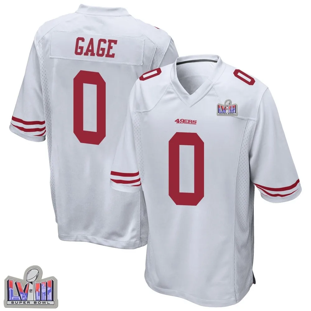 Men's San Francisco 49ers Russell Gage Nike Super Bowl LVIII Patch Game White Jersey Men's San Francisco 49ers Russell Gage Nike Super Bowl LVIII Patch Game White Jersey
