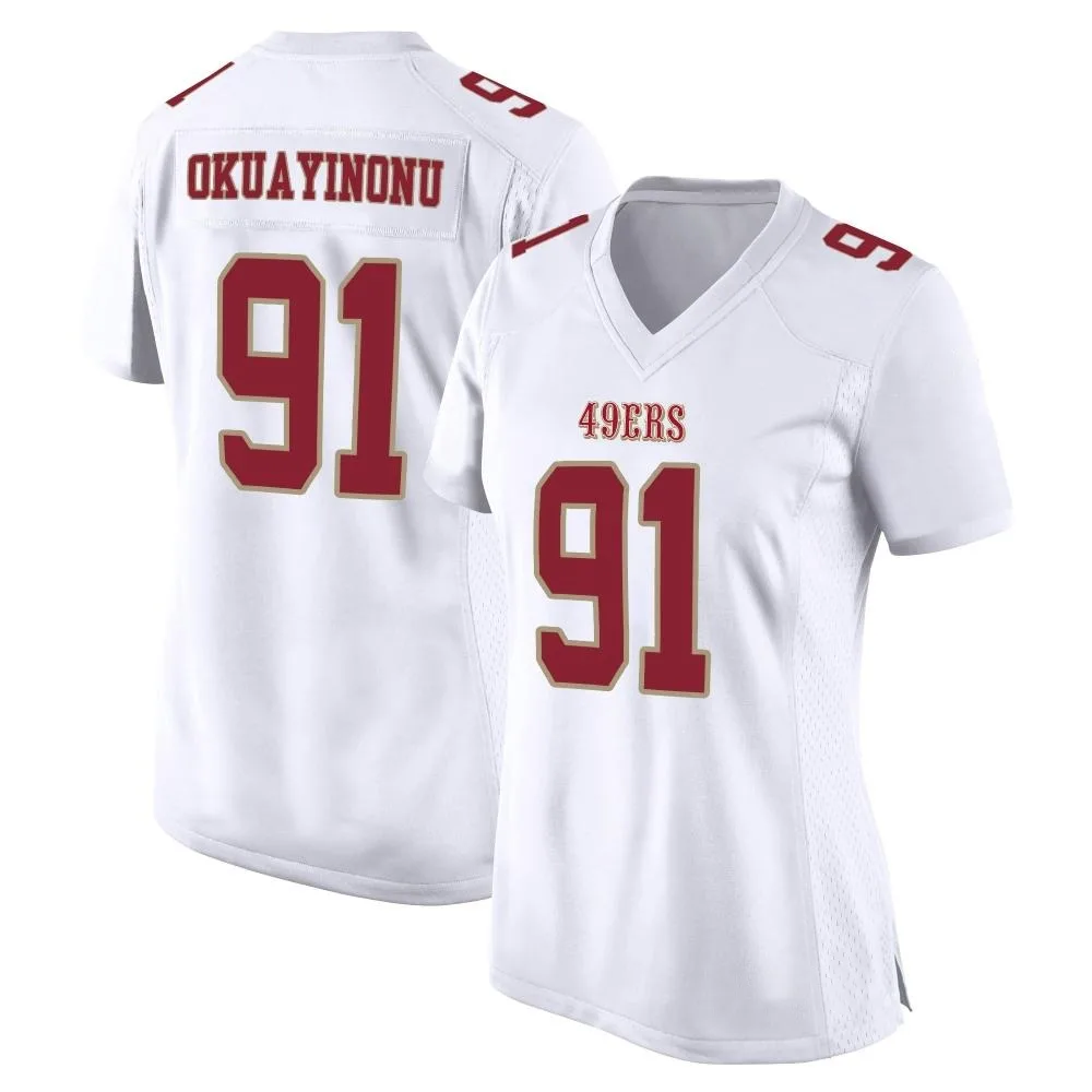 Women's San Francisco 49ers Sam Okuayinonu Nike Fashion Game White Jersey Women's San Francisco 49ers Sam Okuayinonu Nike Fashion Game White Jersey