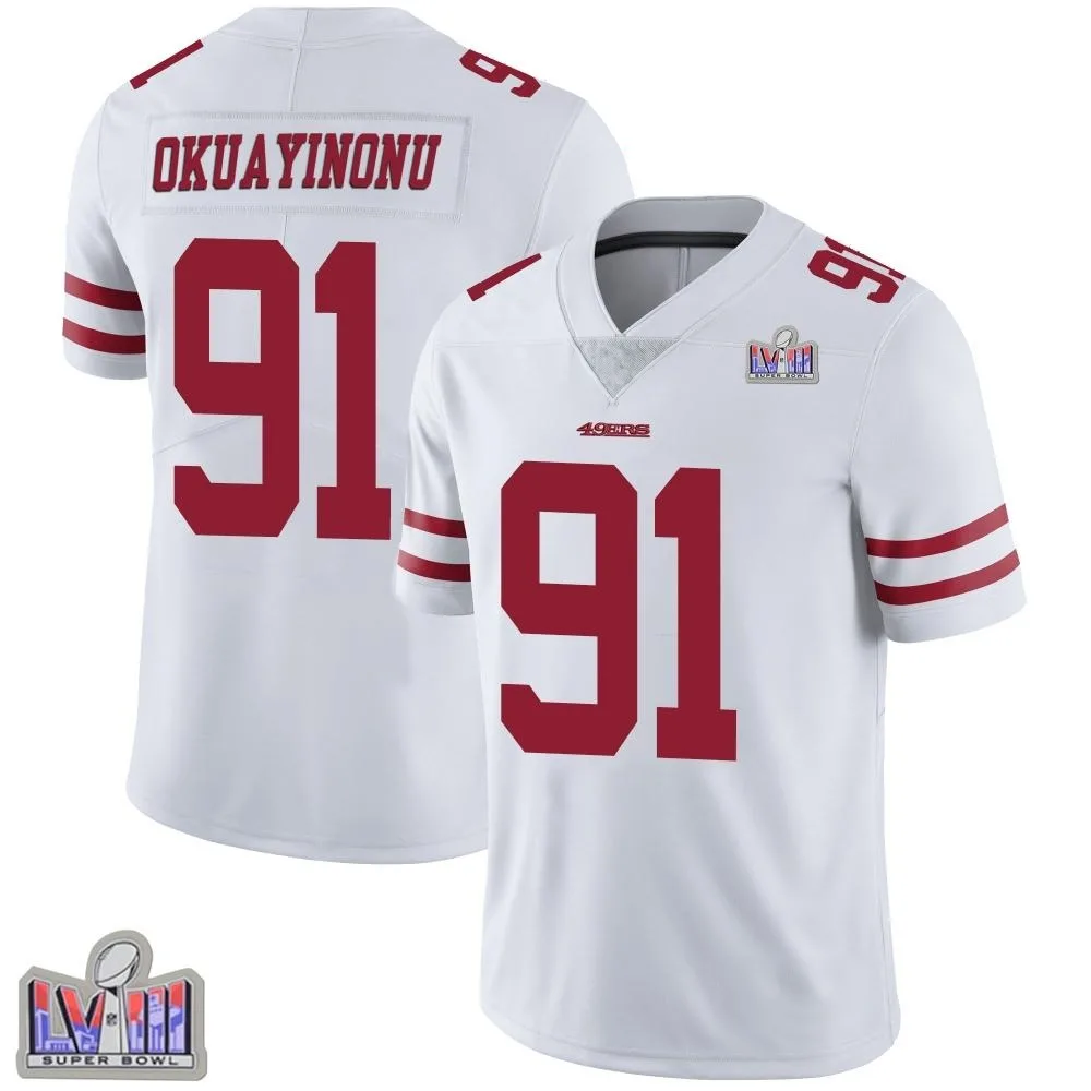 Youth San Francisco 49ers Sam Okuayinonu Nike Vapor Untouchable Super Bowl LVIII Patch Limited White Jersey Youth San Francisco 49ers Sam Okuayinonu Nike Vapor Untouchable Super Bowl LVIII Patch Limited White Jersey