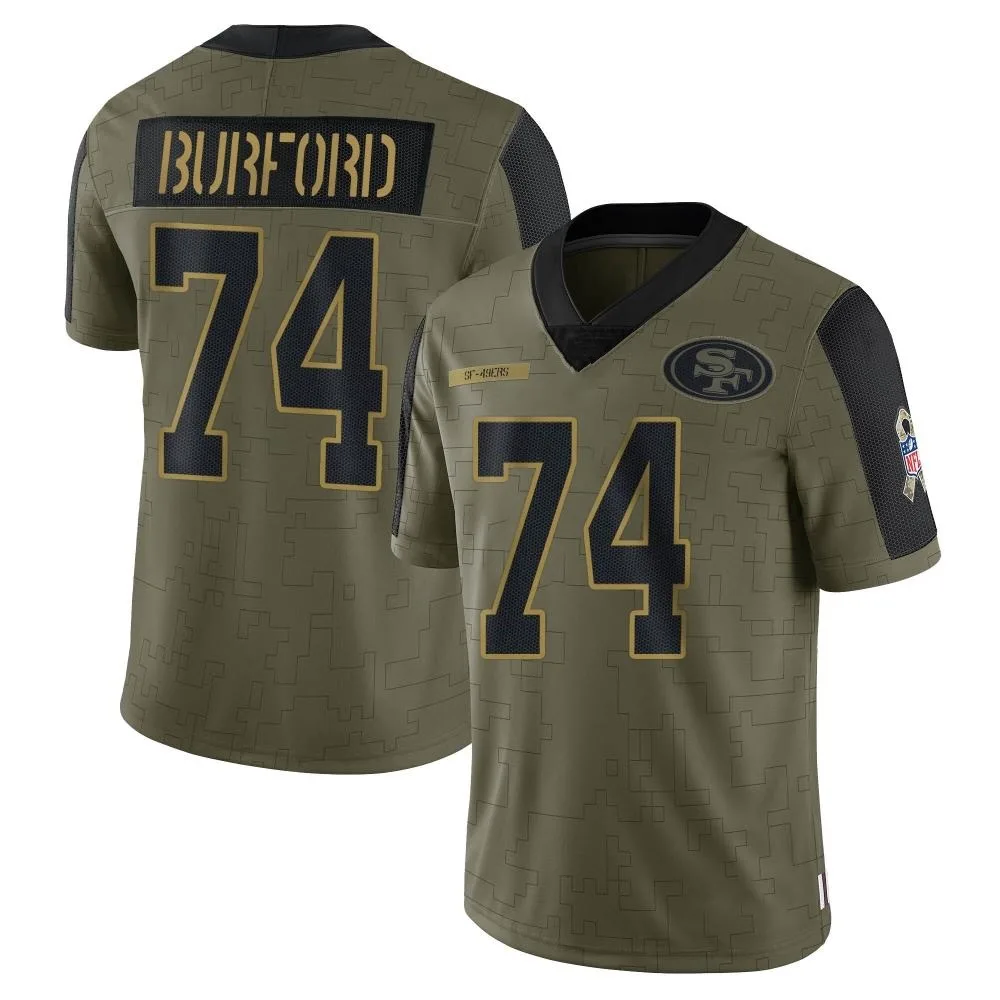 Men's San Francisco 49ers Spencer Burford Nike 2021 Salute To Service Limited Olive Jersey Men's San Francisco 49ers Spencer Burford Nike 2021 Salute To Service Limited Olive Jersey
