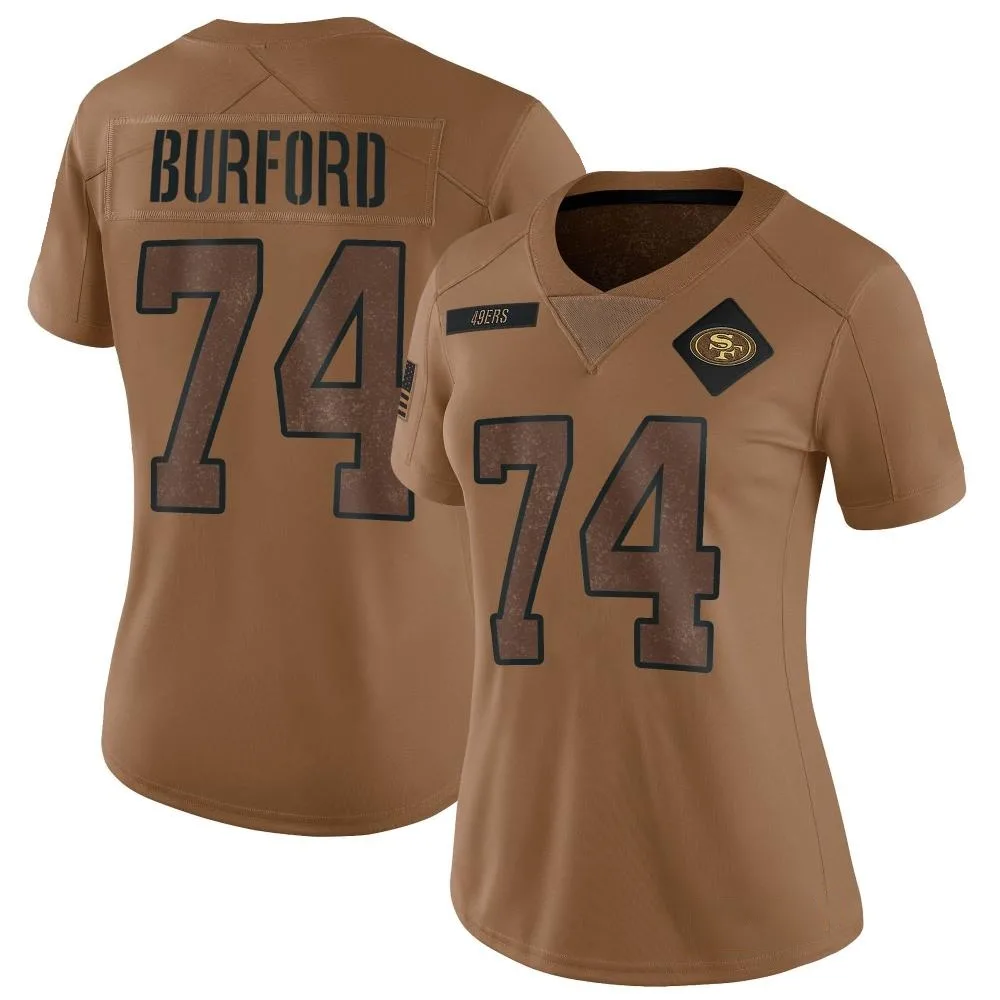 Women's San Francisco 49ers Spencer Burford Nike 2023 Salute To Service Limited Brown Jersey Women's San Francisco 49ers Spencer Burford Nike 2023 Salute To Service Limited Brown Jersey