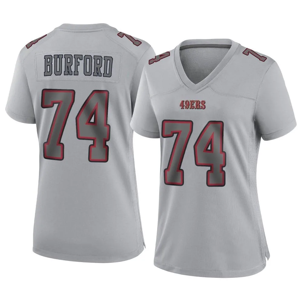 Women's San Francisco 49ers Spencer Burford Nike Atmosphere Fashion Game Gray Jersey Women's San Francisco 49ers Spencer Burford Nike Atmosphere Fashion Game Gray Jersey