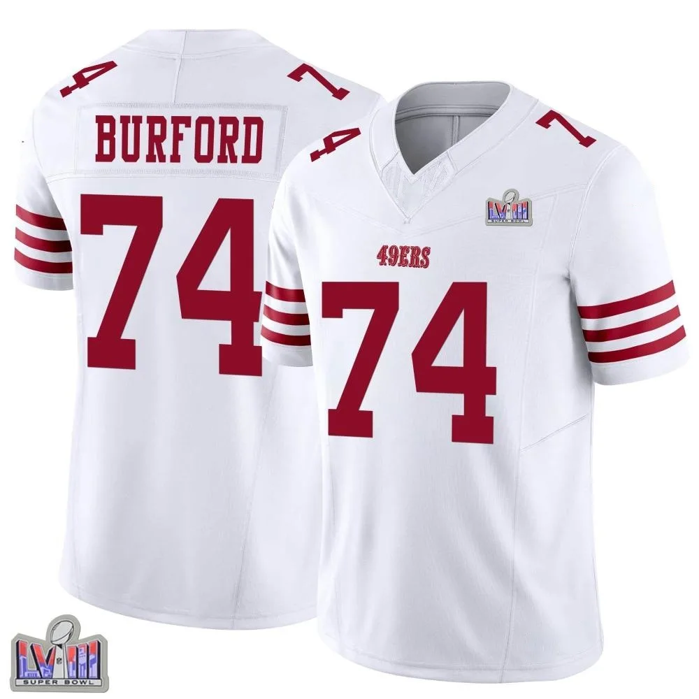 Youth San Francisco 49ers Spencer Burford Nike Vapor F.U.S.E. Super Bowl LVIII Patch Limited White Jersey Youth San Francisco 49ers Spencer Burford Nike Vapor F.U.S.E. Super Bowl LVIII Patch Limited White Jersey