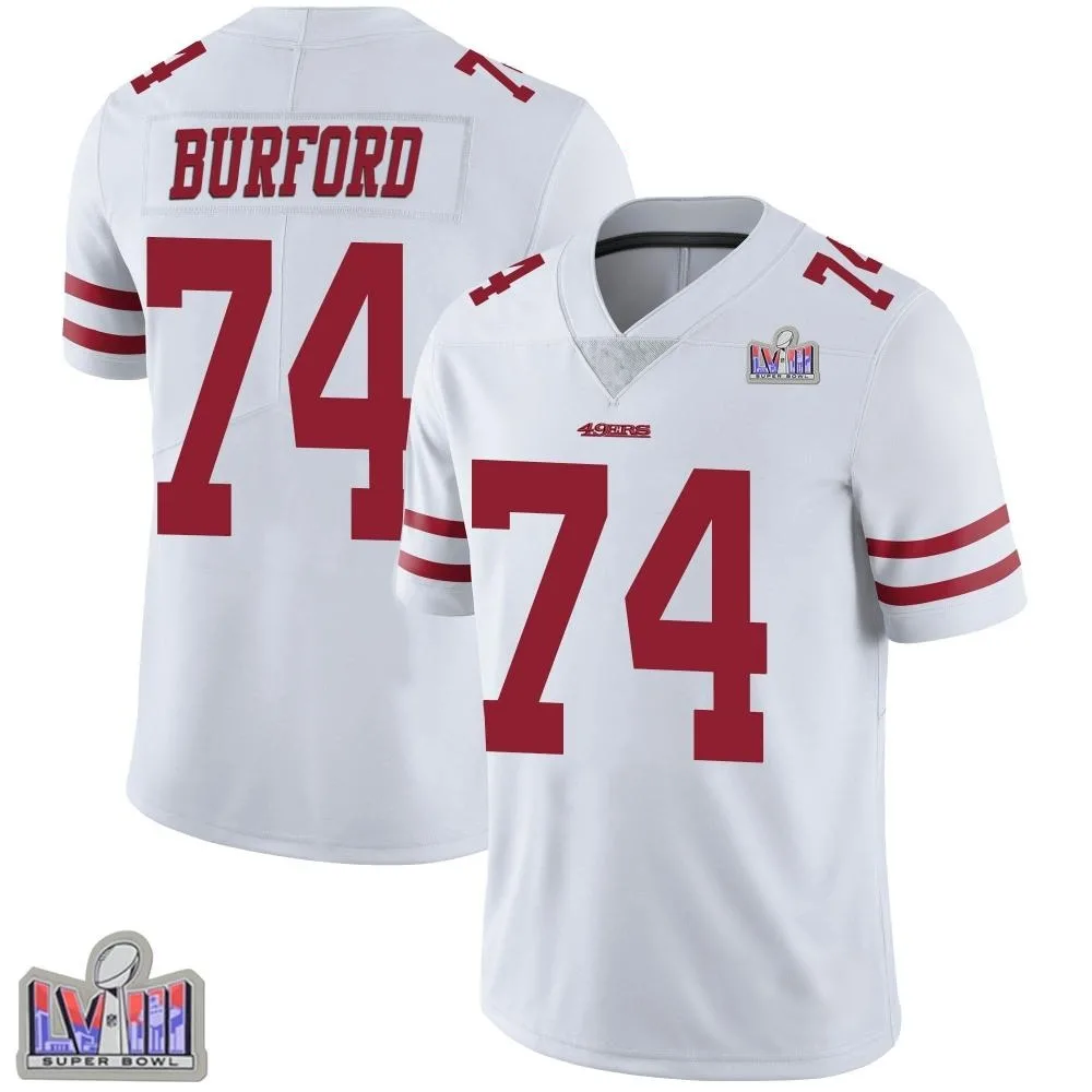 Youth San Francisco 49ers Spencer Burford Nike Vapor Untouchable Super Bowl LVIII Patch Limited White Jersey Youth San Francisco 49ers Spencer Burford Nike Vapor Untouchable Super Bowl LVIII Patch Limited White Jersey