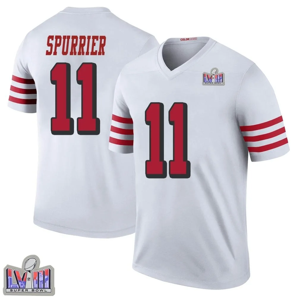 Men's San Francisco 49ers Steve Spurrier Nike Color Rush Super Bowl LVIII Patch Legend White Jersey Men's San Francisco 49ers Steve Spurrier Nike Color Rush Super Bowl LVIII Patch Legend White Jersey