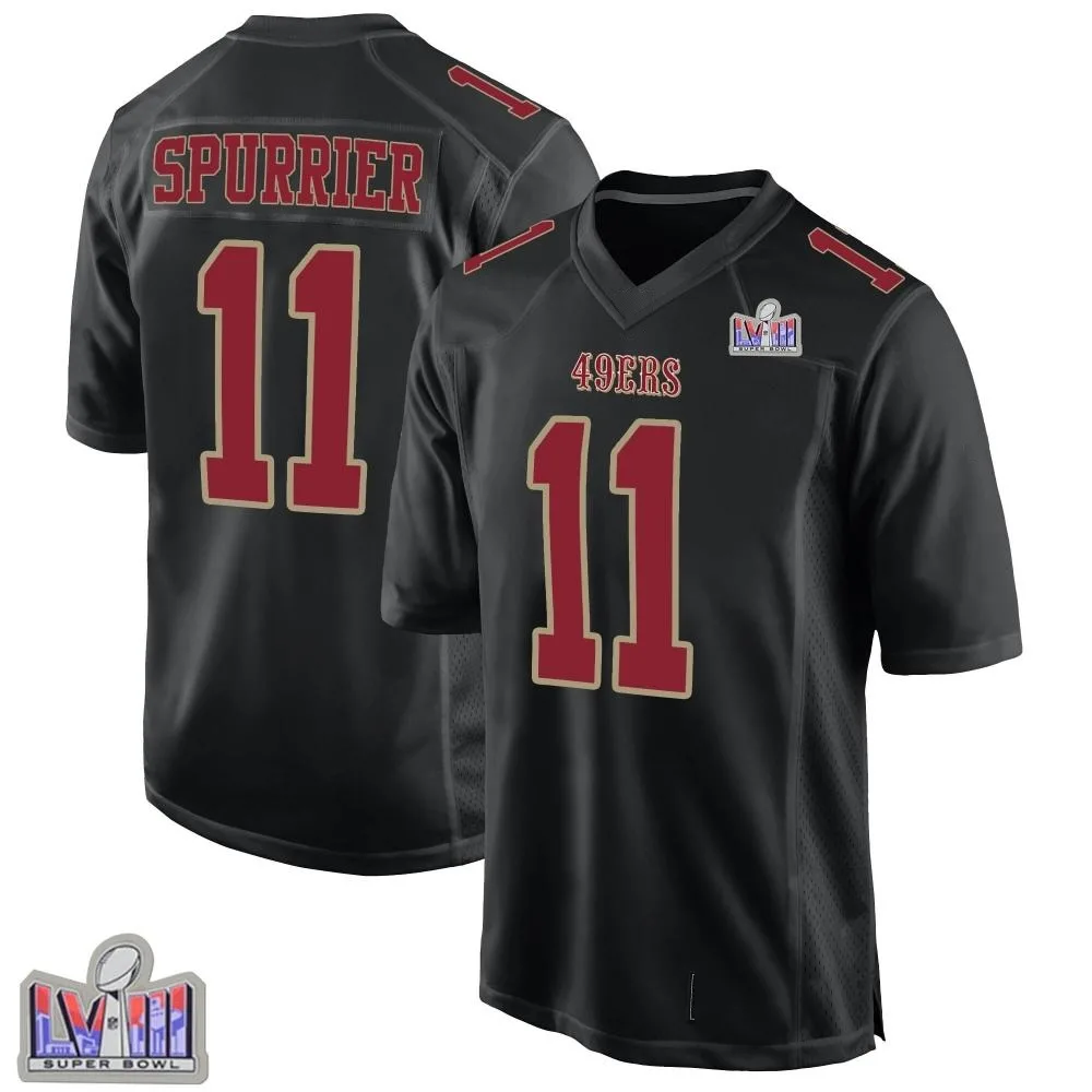 Men's San Francisco 49ers Steve Spurrier Nike Fashion Super Bowl LVIII Patch Game Black Jersey Men's San Francisco 49ers Steve Spurrier Nike Fashion Super Bowl LVIII Patch Game Black Jersey