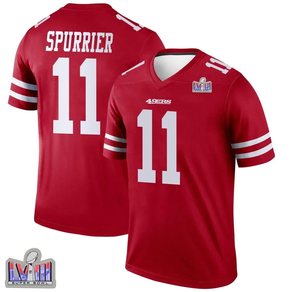 Men's San Francisco 49ers Steve Spurrier Nike Super Bowl LVIII Patch Legend Scarlet Jersey Men's San Francisco 49ers Steve Spurrier Nike Super Bowl LVIII Patch Legend Scarlet Jersey