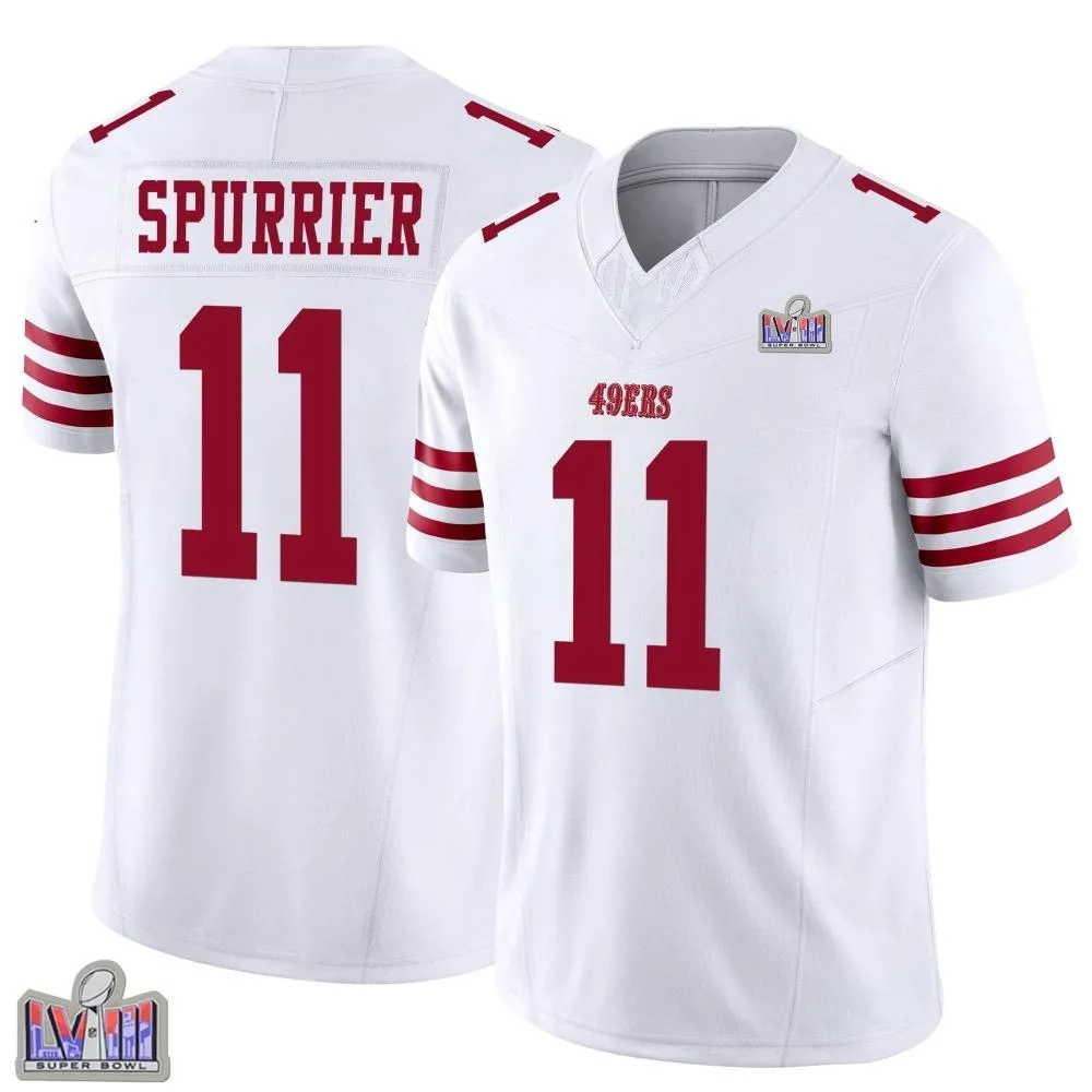 Men's San Francisco 49ers Steve Spurrier Nike Vapor F.U.S.E. Super Bowl LVIII Patch Limited White Jersey Men's San Francisco 49ers Steve Spurrier Nike Vapor F.U.S.E. Super Bowl LVIII Patch Limited White Jersey