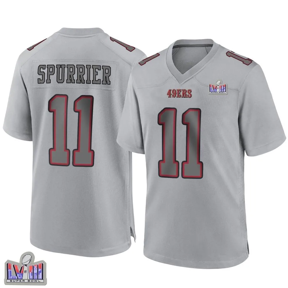 Youth San Francisco 49ers Steve Spurrier Nike Atmosphere Fashion Super Bowl LVIII Patch Game Gray Jersey Youth San Francisco 49ers Steve Spurrier Nike Atmosphere Fashion Super Bowl LVIII Patch Game Gray Jersey