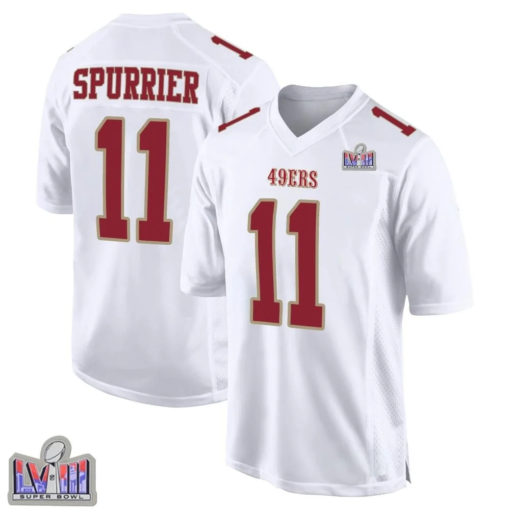 Youth San Francisco 49ers Steve Spurrier Nike Fashion Super Bowl LVIII Patch Game White Jersey Youth San Francisco 49ers Steve Spurrier Nike Fashion Super Bowl LVIII Patch Game White Jersey