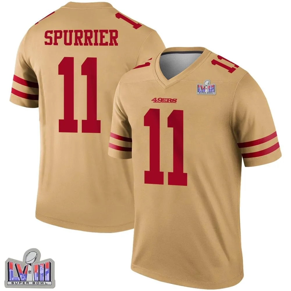 Youth San Francisco 49ers Steve Spurrier Nike Inverted Super Bowl LVIII Patch Legend Gold Jersey Youth San Francisco 49ers Steve Spurrier Nike Inverted Super Bowl LVIII Patch Legend Gold Jersey