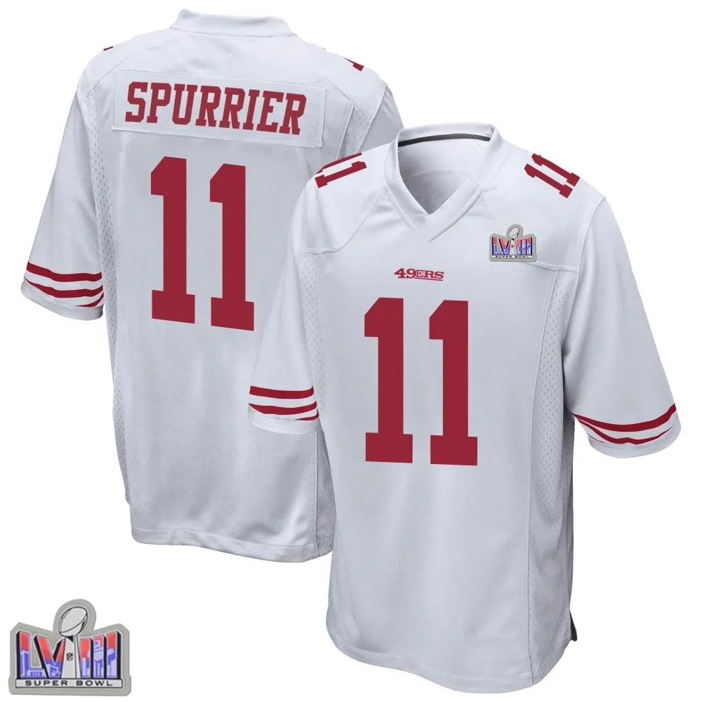 Youth San Francisco 49ers Steve Spurrier Nike Super Bowl LVIII Patch Game White Jersey Youth San Francisco 49ers Steve Spurrier Nike Super Bowl LVIII Patch Game White Jersey
