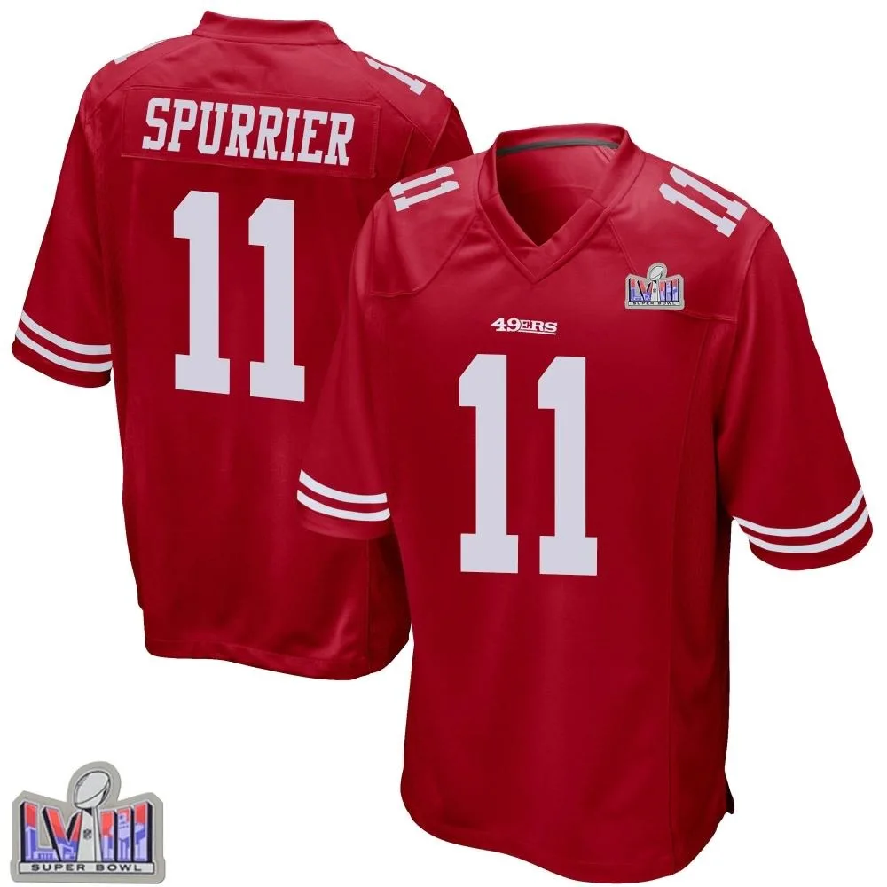 Youth San Francisco 49ers Steve Spurrier Nike Team Color Super Bowl LVIII Patch Game Red Jersey Youth San Francisco 49ers Steve Spurrier Nike Team Color Super Bowl LVIII Patch Game Red Jersey
