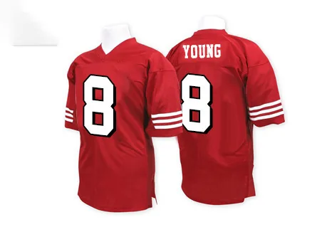 Men's San Francisco 49ers Steve Young Mitchell And Ness Team Color 75TH Throwback Authentic Red Jersey Men's San Francisco 49ers Steve Young Mitchell And Ness Team Color 75TH Throwback Authentic Red Jersey