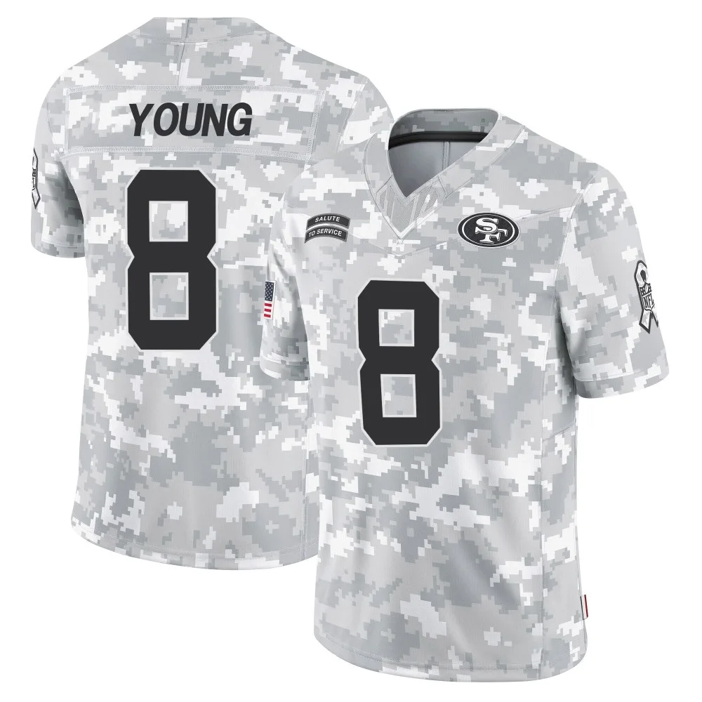 Men's San Francisco 49ers Steve Young Nike 2024 Salute To Service Limited Arctic Camo Jersey Men's San Francisco 49ers Steve Young Nike 2024 Salute To Service Limited Arctic Camo Jersey