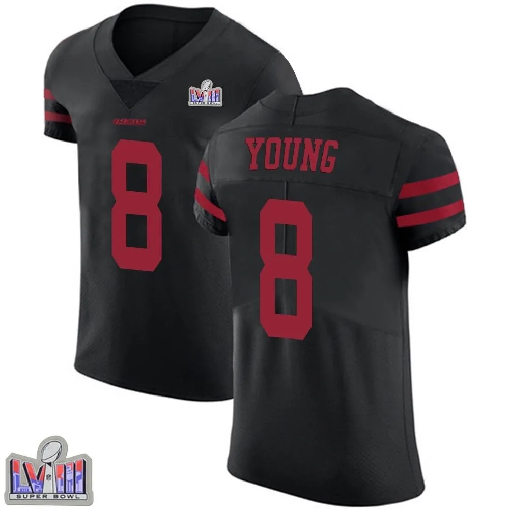 Men's San Francisco 49ers Steve Young Nike Alternate Vapor Untouchable Super Bowl LVIII Patch Elite Black Jersey Men's San Francisco 49ers Steve Young Nike Alternate Vapor Untouchable Super Bowl LVIII Patch Elite Black Jersey