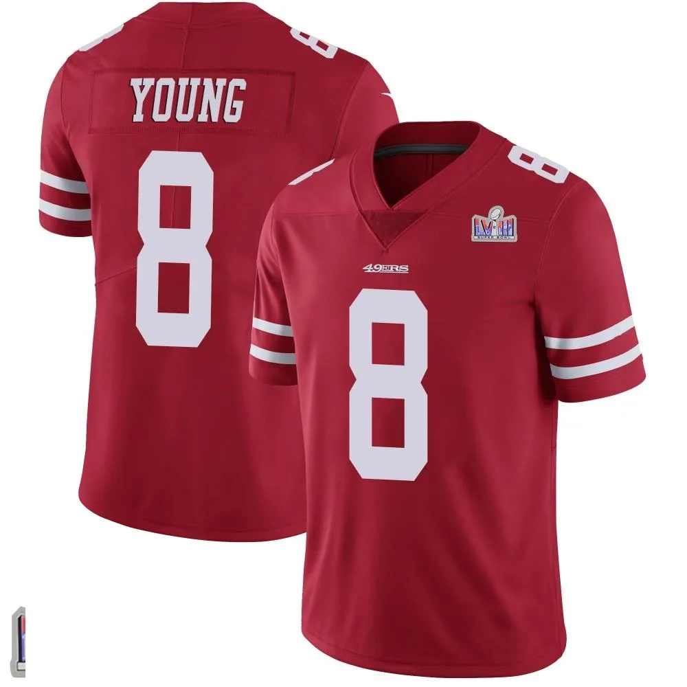 Men's San Francisco 49ers Steve Young Nike Team Color Vapor Untouchable Super Bowl LVIII Patch Limited Red Jersey Men's San Francisco 49ers Steve Young Nike Team Color Vapor Untouchable Super Bowl LVIII Patch Limited Red Jersey