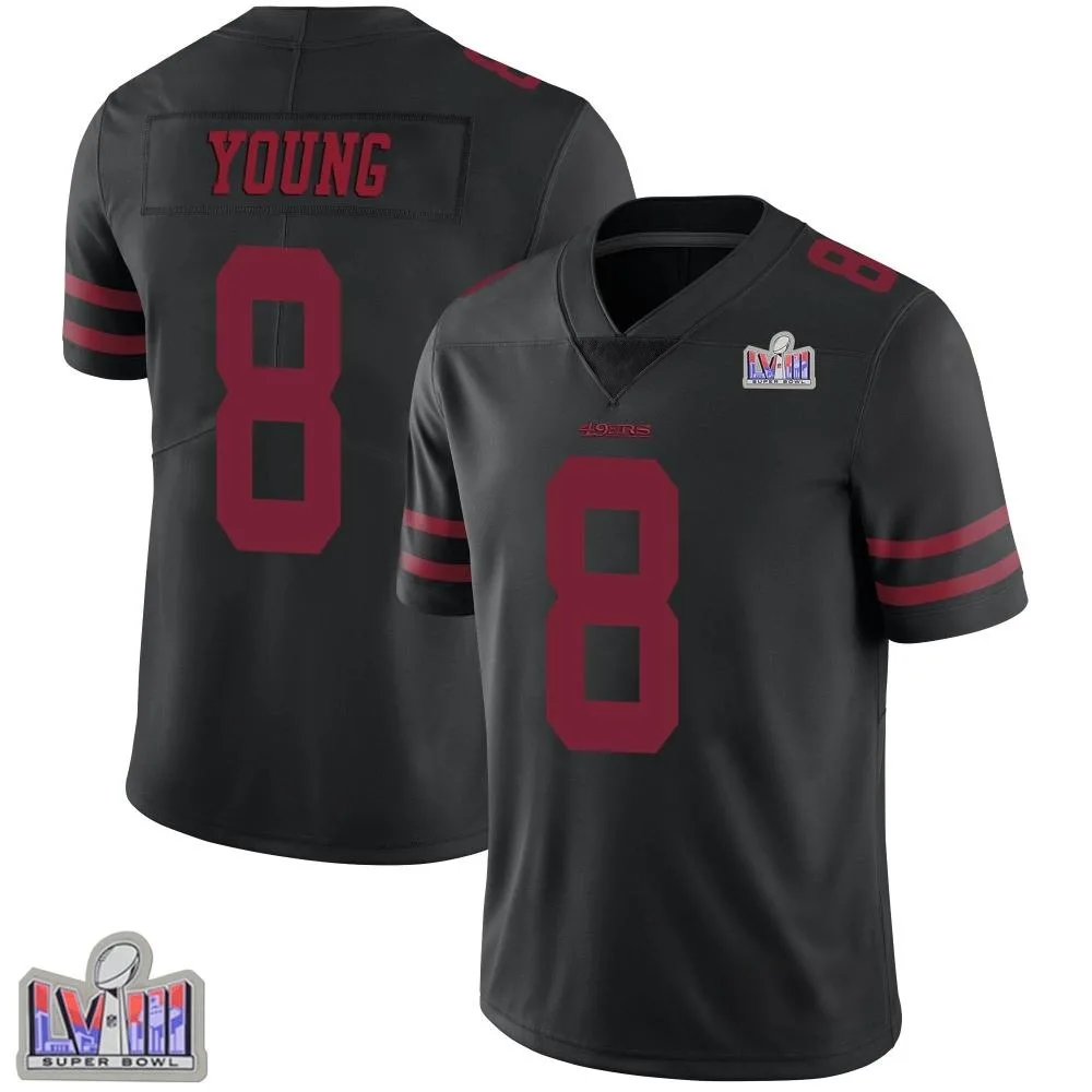 Youth San Francisco 49ers Steve Young Nike Alternate Vapor Untouchable Super Bowl LVIII Patch Limited Black Jersey Youth San Francisco 49ers Steve Young Nike Alternate Vapor Untouchable Super Bowl LVIII Patch Limited Black Jersey