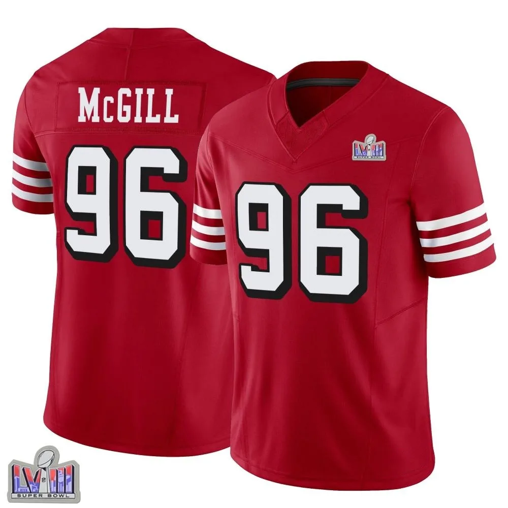 Men's San Francisco 49ers T.y. Mcgill Nike Alternate Vapor F.U.S.E. Super Bowl LVIII Patch Limited Scarlet Jersey Men's San Francisco 49ers T.y. Mcgill Nike Alternate Vapor F.U.S.E. Super Bowl LVIII Patch Limited Scarlet Jersey