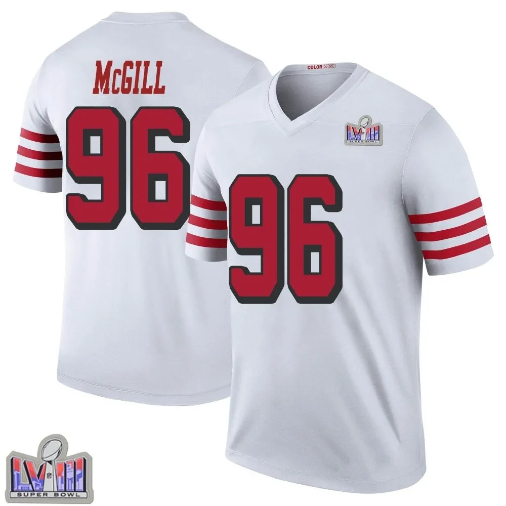 Men's San Francisco 49ers T.y. Mcgill Nike Color Rush Super Bowl LVIII Patch Legend White Jersey Men's San Francisco 49ers T.y. Mcgill Nike Color Rush Super Bowl LVIII Patch Legend White Jersey