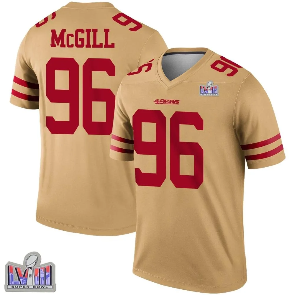 Youth San Francisco 49ers T.y. Mcgill Nike Inverted Super Bowl LVIII Patch Legend Gold Jersey Youth San Francisco 49ers T.y. Mcgill Nike Inverted Super Bowl LVIII Patch Legend Gold Jersey