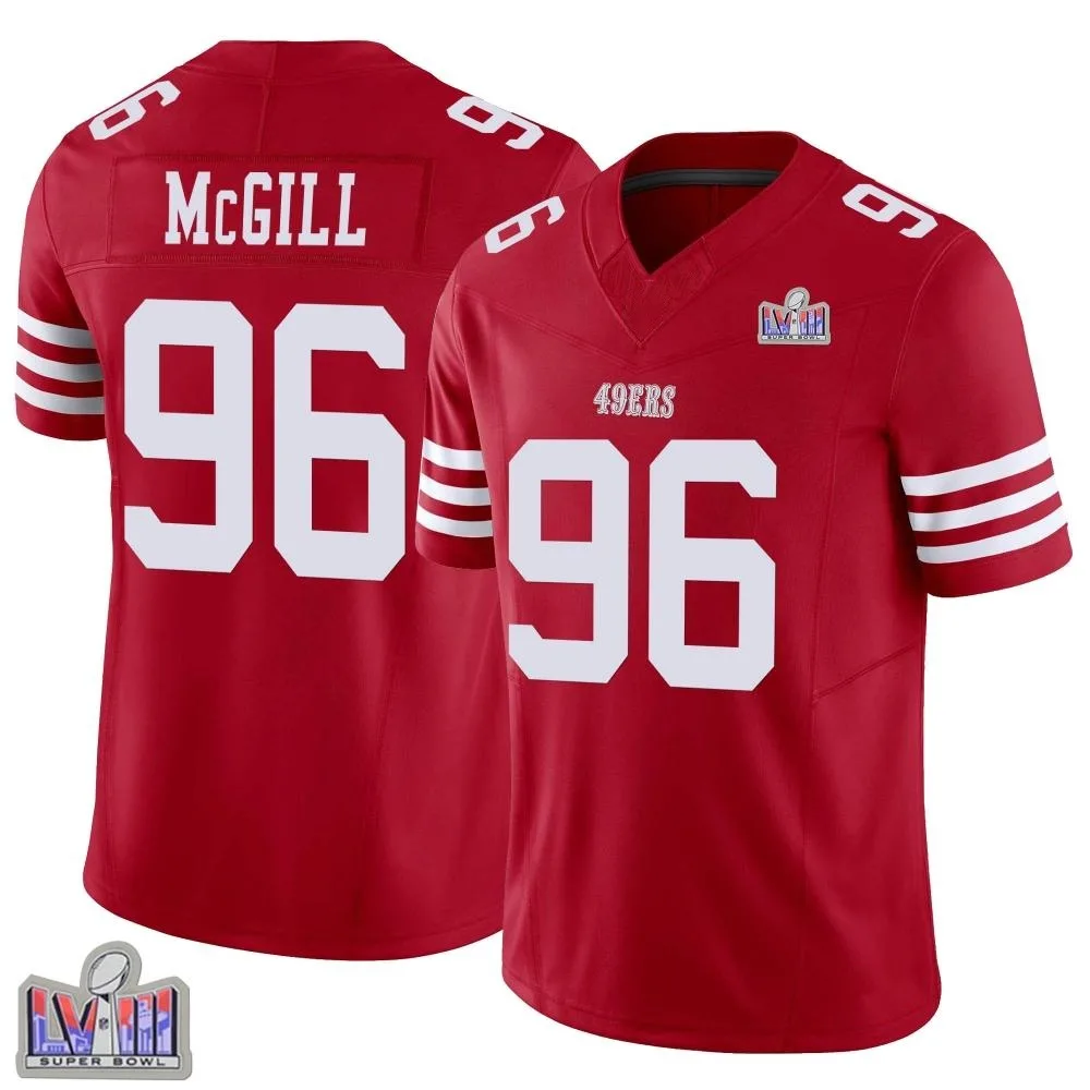 Youth San Francisco 49ers T.y. Mcgill Nike Vapor F.U.S.E. Super Bowl LVIII Patch Limited Scarlet Jersey Youth San Francisco 49ers T.y. Mcgill Nike Vapor F.U.S.E. Super Bowl LVIII Patch Limited Scarlet Jersey