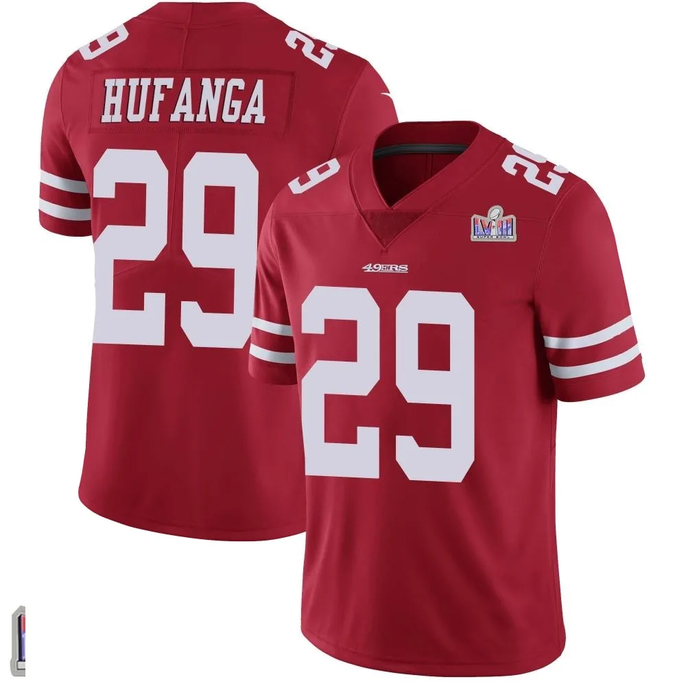 Men's San Francisco 49ers Talanoa Hufanga Nike Team Color Vapor Untouchable Super Bowl LVIII Patch Limited Red Jersey Men's San Francisco 49ers Talanoa Hufanga Nike Team Color Vapor Untouchable Super Bowl LVIII Patch Limited Red Jersey