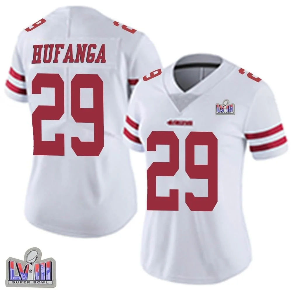 Women's San Francisco 49ers Talanoa Hufanga Nike Vapor Untouchable Super Bowl LVIII Patch Limited White Jersey Women's San Francisco 49ers Talanoa Hufanga Nike Vapor Untouchable Super Bowl LVIII Patch Limited White Jersey