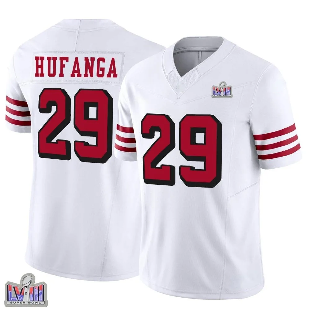 Youth San Francisco 49ers Talanoa Hufanga Nike Alternate Vapor F.U.S.E. Super Bowl LVIII Patch Limited White Jersey Youth San Francisco 49ers Talanoa Hufanga Nike Alternate Vapor F.U.S.E. Super Bowl LVIII Patch Limited White Jersey