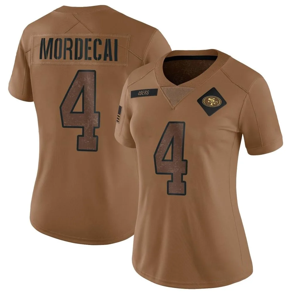 Women's San Francisco 49ers Tanner Mordecai Nike 2023 Salute To Service Limited Brown Jersey Women's San Francisco 49ers Tanner Mordecai Nike 2023 Salute To Service Limited Brown Jersey