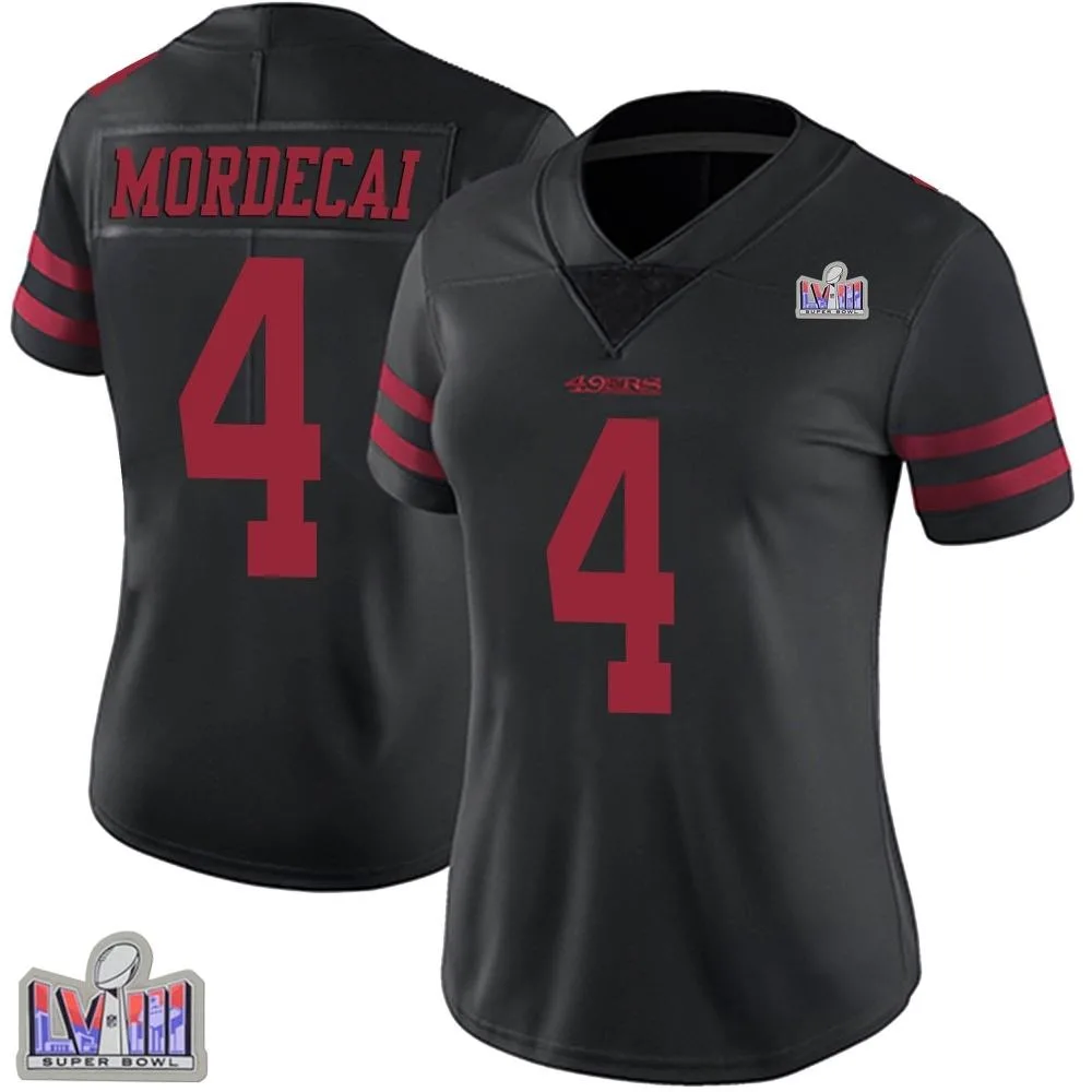 Women's San Francisco 49ers Tanner Mordecai Nike Alternate Vapor Untouchable Super Bowl LVIII Patch Limited Black Jersey Women's San Francisco 49ers Tanner Mordecai Nike Alternate Vapor Untouchable Super Bowl LVIII Patch Limited Black Jersey