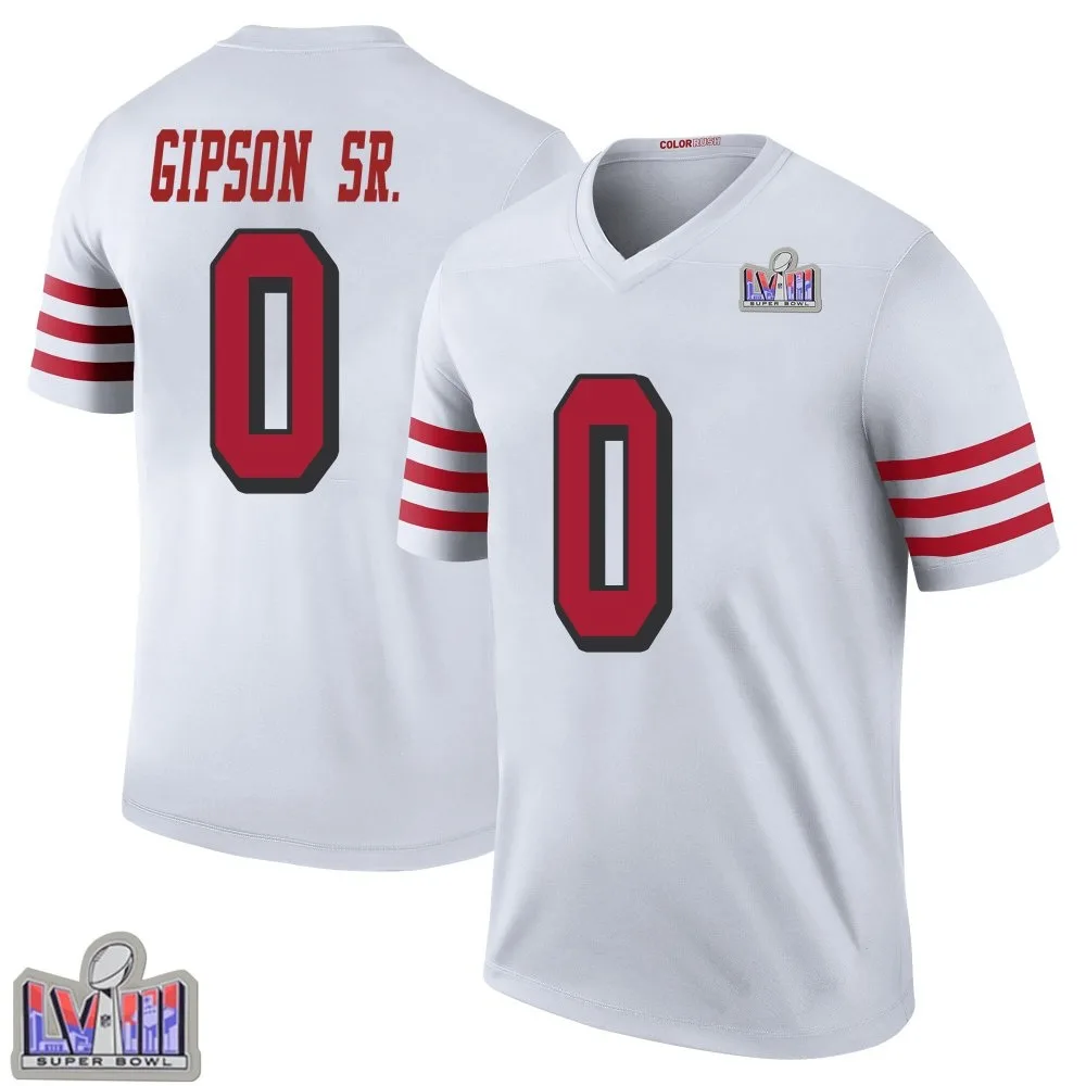 Men's San Francisco 49ers Tashaun Gipson Sr. Nike Color Rush Super Bowl LVIII Patch Legend White Jersey Men's San Francisco 49ers Tashaun Gipson Sr. Nike Color Rush Super Bowl LVIII Patch Legend White Jersey