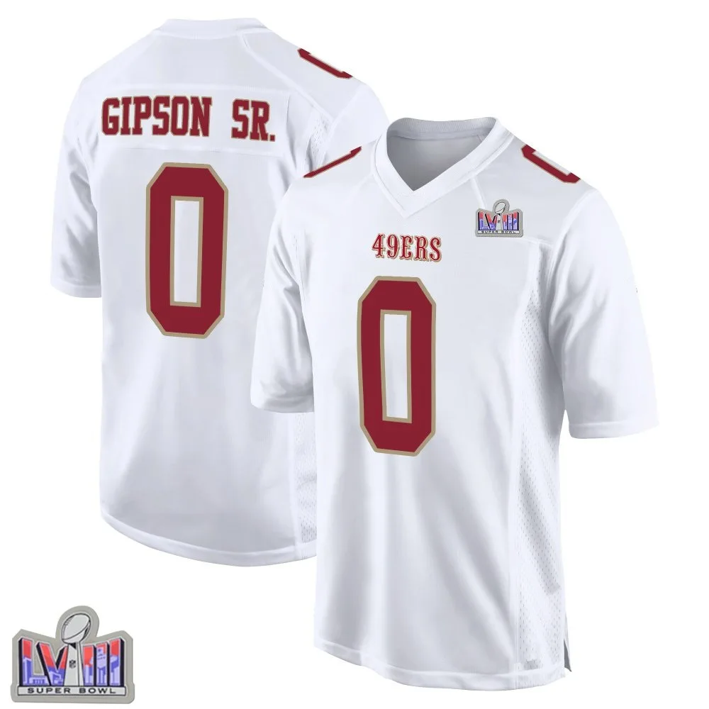 Men's San Francisco 49ers Tashaun Gipson Sr. Nike Fashion Super Bowl LVIII Patch Game White Jersey Men's San Francisco 49ers Tashaun Gipson Sr. Nike Fashion Super Bowl LVIII Patch Game White Jersey