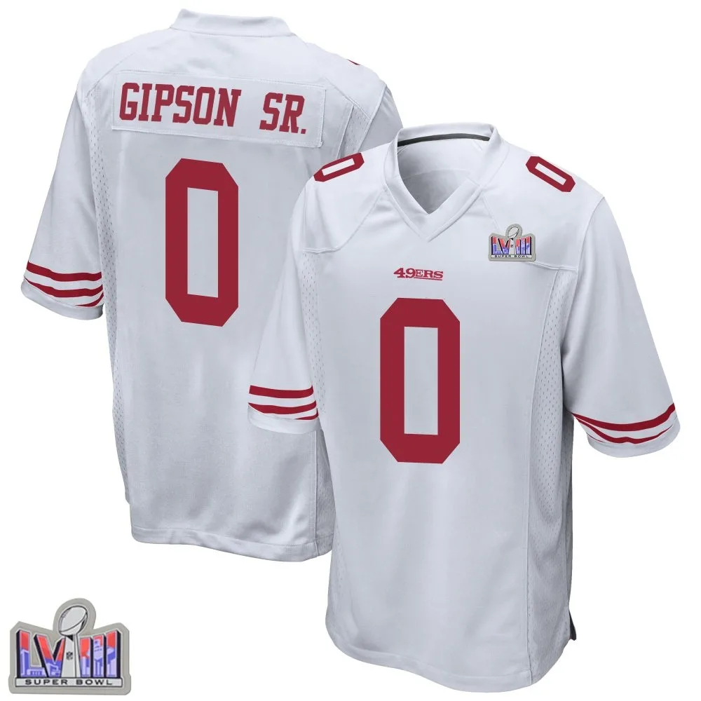 Men's San Francisco 49ers Tashaun Gipson Sr. Nike Super Bowl LVIII Patch Game White Jersey Men's San Francisco 49ers Tashaun Gipson Sr. Nike Super Bowl LVIII Patch Game White Jersey