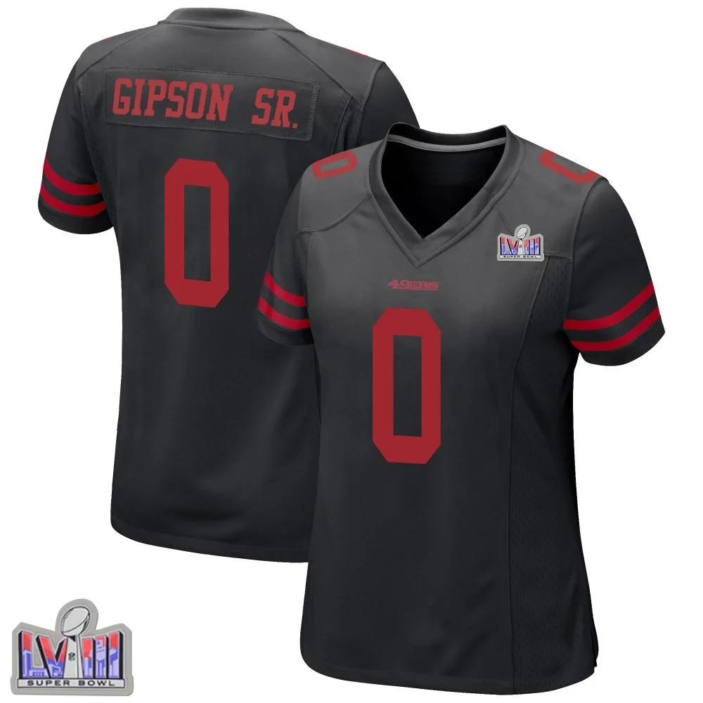 Women's San Francisco 49ers Tashaun Gipson Sr. Nike Alternate Super Bowl LVIII Patch Game Black Jersey Women's San Francisco 49ers Tashaun Gipson Sr. Nike Alternate Super Bowl LVIII Patch Game Black Jersey
