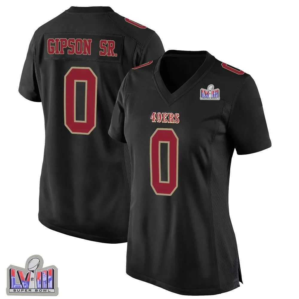 Women's San Francisco 49ers Tashaun Gipson Sr. Nike Fashion Super Bowl LVIII Patch Game Black Jersey Women's San Francisco 49ers Tashaun Gipson Sr. Nike Fashion Super Bowl LVIII Patch Game Black Jersey