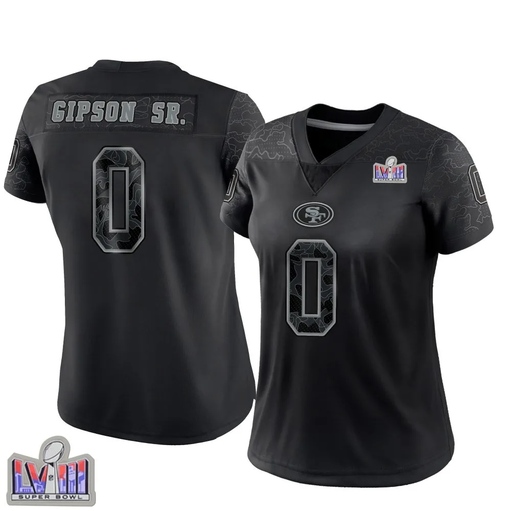 Women's San Francisco 49ers Tashaun Gipson Sr. Nike Reflective Super Bowl LVIII Patch Limited Black Jersey Women's San Francisco 49ers Tashaun Gipson Sr. Nike Reflective Super Bowl LVIII Patch Limited Black Jersey
