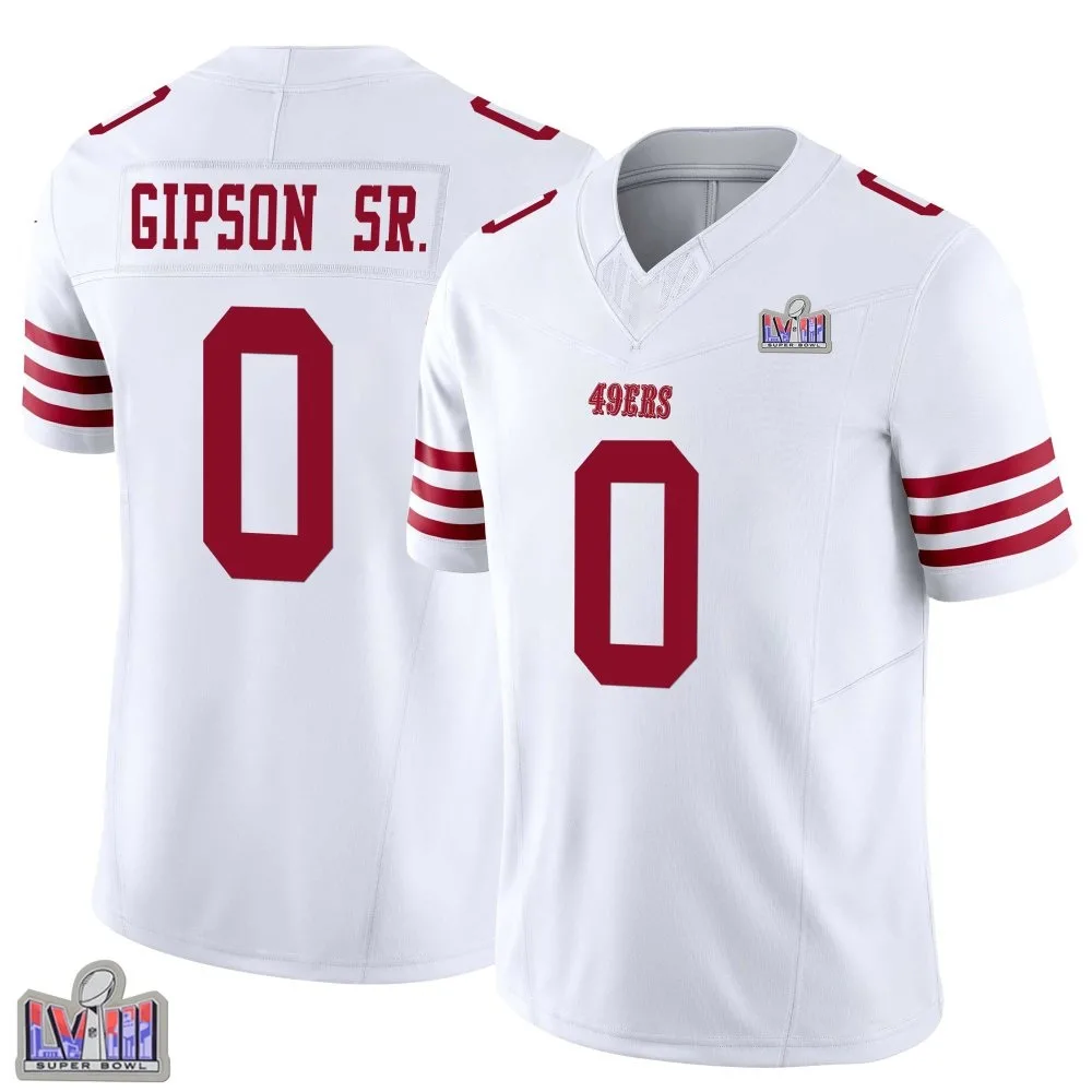 Youth San Francisco 49ers Tashaun Gipson Sr. Nike Vapor F.U.S.E. Super Bowl LVIII Patch Limited White Jersey Youth San Francisco 49ers Tashaun Gipson Sr. Nike Vapor F.U.S.E. Super Bowl LVIII Patch Limited White Jersey