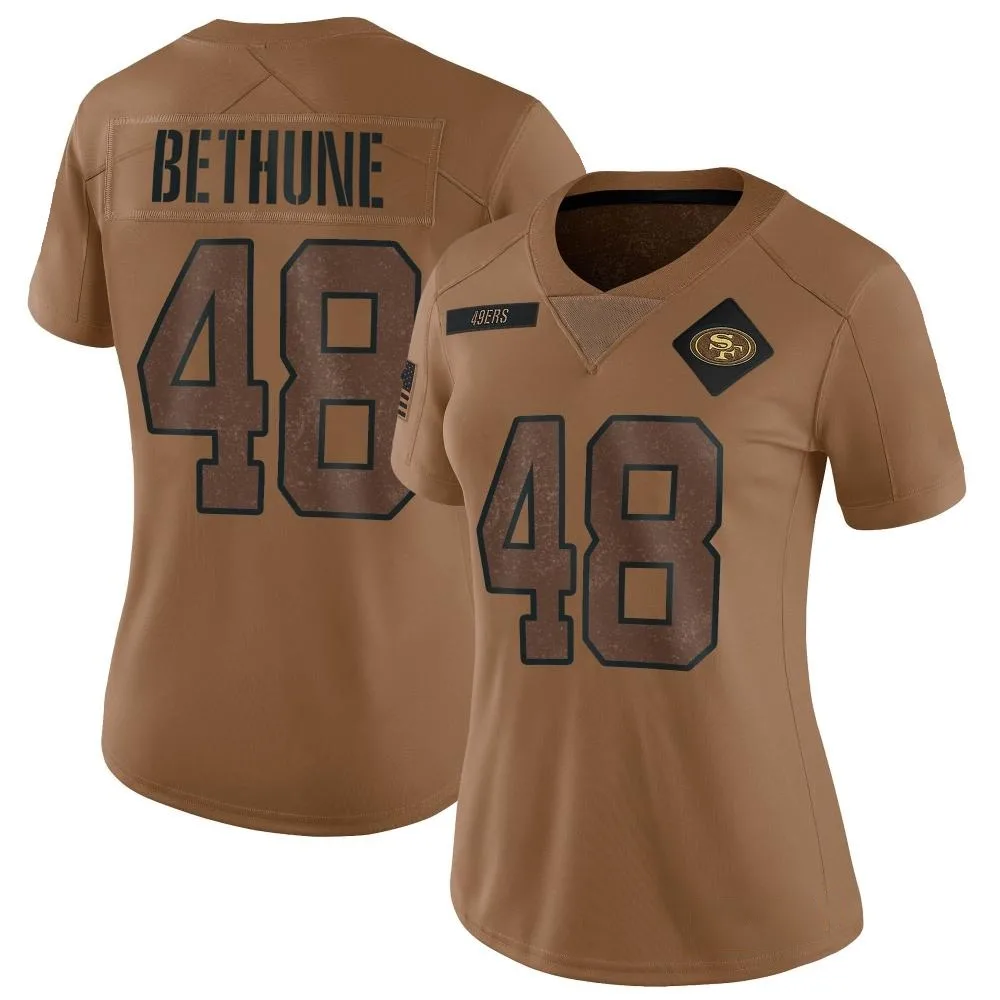 Women's San Francisco 49ers Tatum Bethune Nike 2023 Salute To Service Limited Brown Jersey Women's San Francisco 49ers Tatum Bethune Nike 2023 Salute To Service Limited Brown Jersey