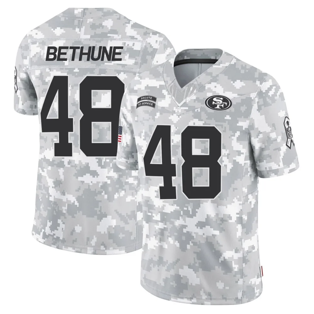 Youth San Francisco 49ers Tatum Bethune Nike 2024 Salute To Service Limited Arctic Camo Jersey Youth San Francisco 49ers Tatum Bethune Nike 2024 Salute To Service Limited Arctic Camo Jersey
